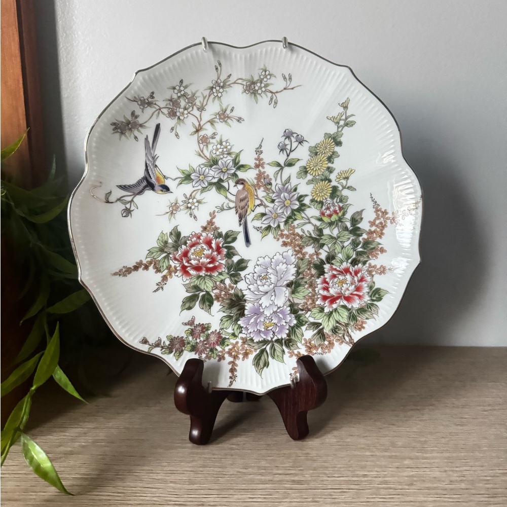 Floral and Bird Decorative Plate
